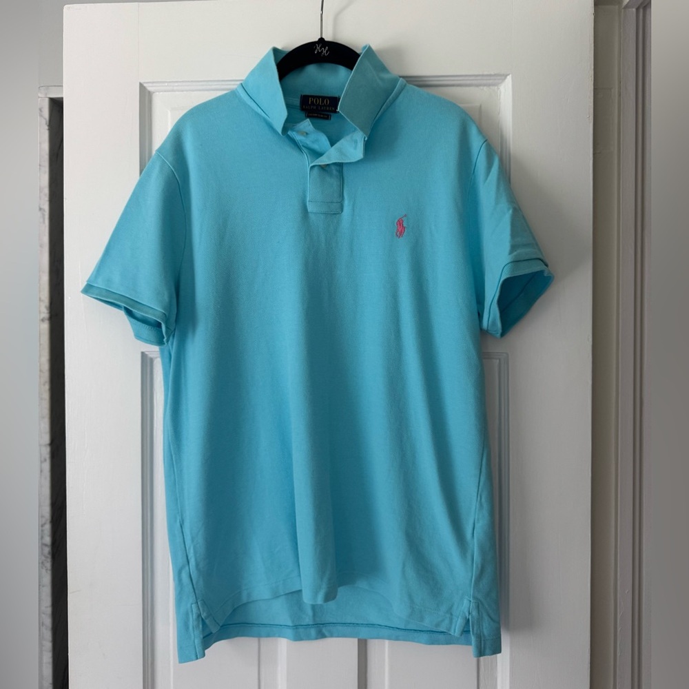 Ralph Lauren Blue Polo Shirt Custom Slim Fit
